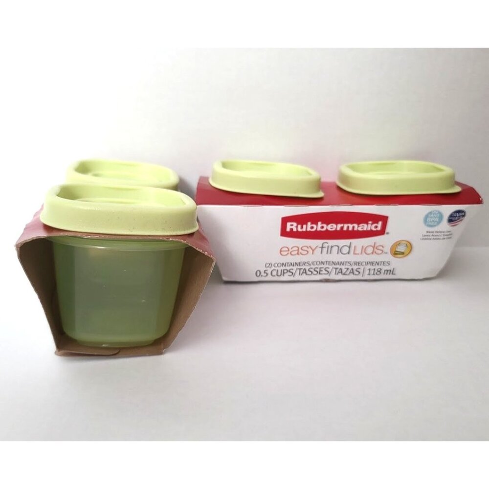 Rubbermaid Easy Find Lids Food Storage Containers 0.5 Cups Green 4 Pieces NEW - Picture 2 of 6